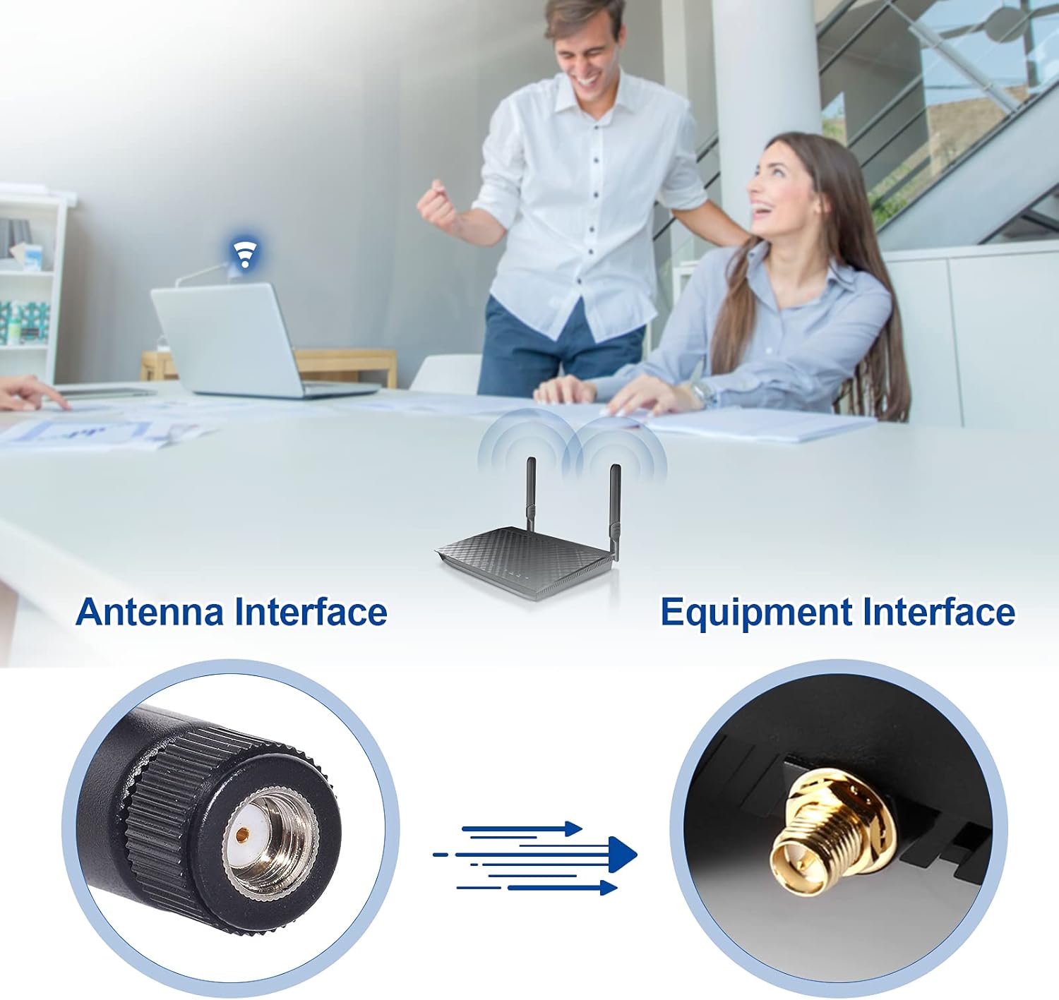 26cm long 8dBi omnidirectional dipole antennas with a sturdy 90-degree folding hinge for optimized signal reception