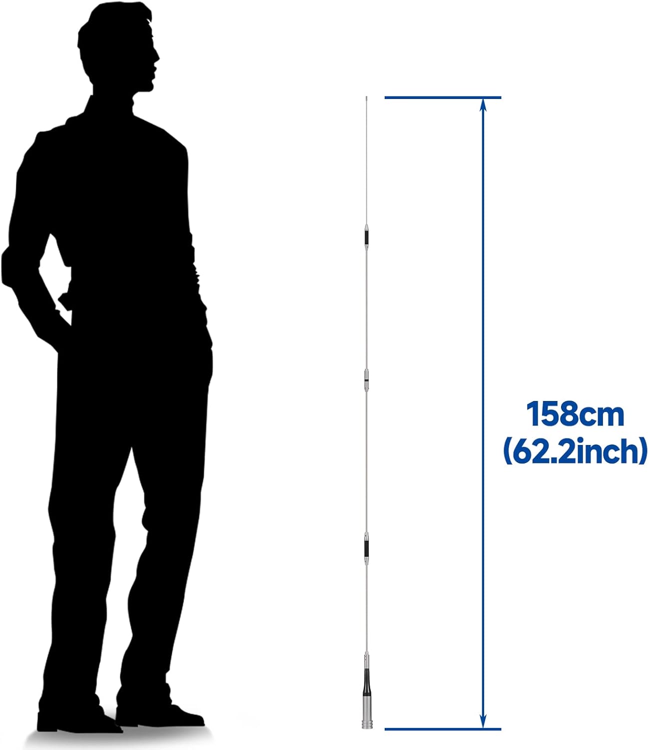 Bingfu Mobile Ham Radio High Gain Antenna Dual Band VHF UHF 144 430MHz Anti-Rust 62inch Antennae PL259 Male for Vehicle Car Truck Amateur Two Way Radio