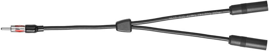 Bingfu Car FM AM Antenna Splitter Adapter Cable, DIN Male to 2 Female Connector for Vehicle Truck SUV Stereo Head Unit Receiver - DIN 1 to 2 Female Antenna Extension Adapter