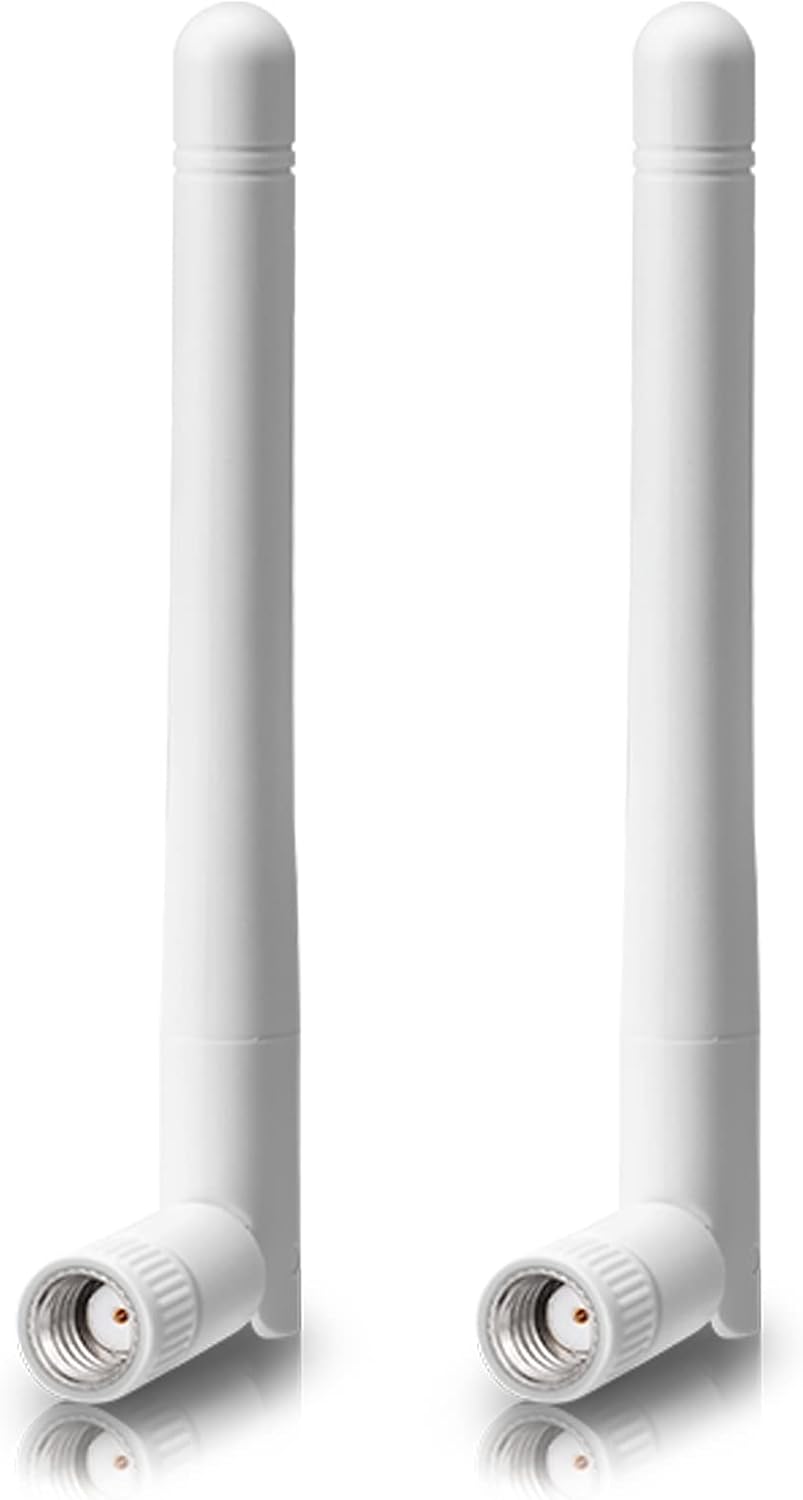Bingfu WLAN Antenne Dualband 2,4 GHz 5 GHz 3dBi MIMO RP-SMA Stecker Bluetooth Antenne für WLAN-Router Drahtlose Netzwerkkarte USB-Adapter Sicherheit IP-Kamera Videoüberwachung Monitor, Weiß, 2-Stück