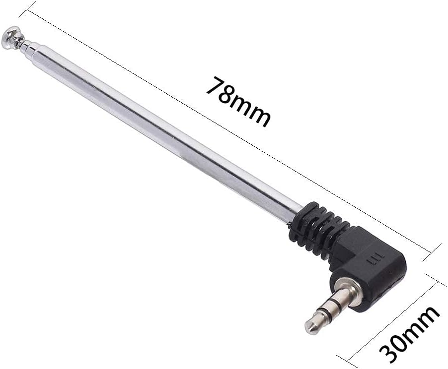 Bingfu FM Antenne TV Teleskopantenne 4 Abschnitte 25 cm 3,5-mm Adapter Radio Antenne 2-Kit für TV FM AM Stereo Empfänger Teenage Engineering OP1 MEHRWEG