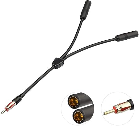 Bingfu Car Antenna Signal Booster Car Stereo FM Radio Antenna Signal Amplifier Amp 12V Power Supply Adapter DIN Plug Connector for Vehicle Truck SUV Audio Radio Stereo Media Head Unit Receiver