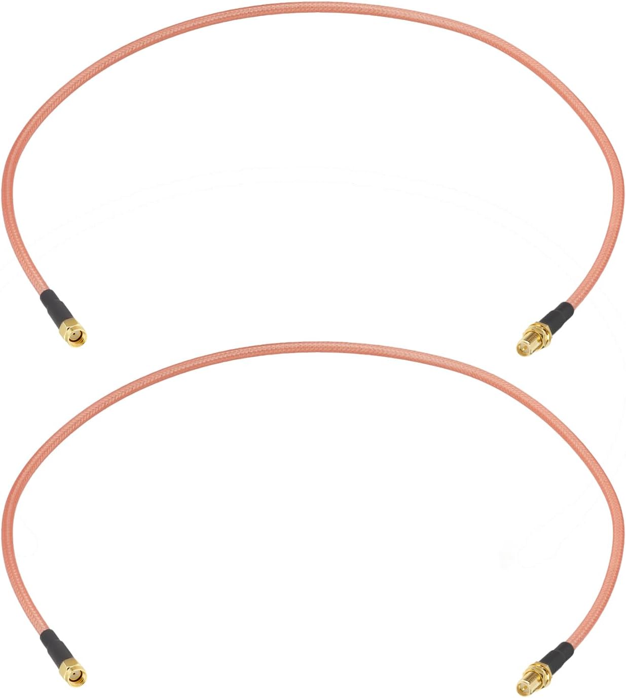 Bingfu 2ft RP-SMA Female Bulkhead to RP-SMA Male RG400 Coaxial Cable 2-Pack for WiFi Router Security IP Camera Wireless Mini PCI Express PCIE Network Card Adapter