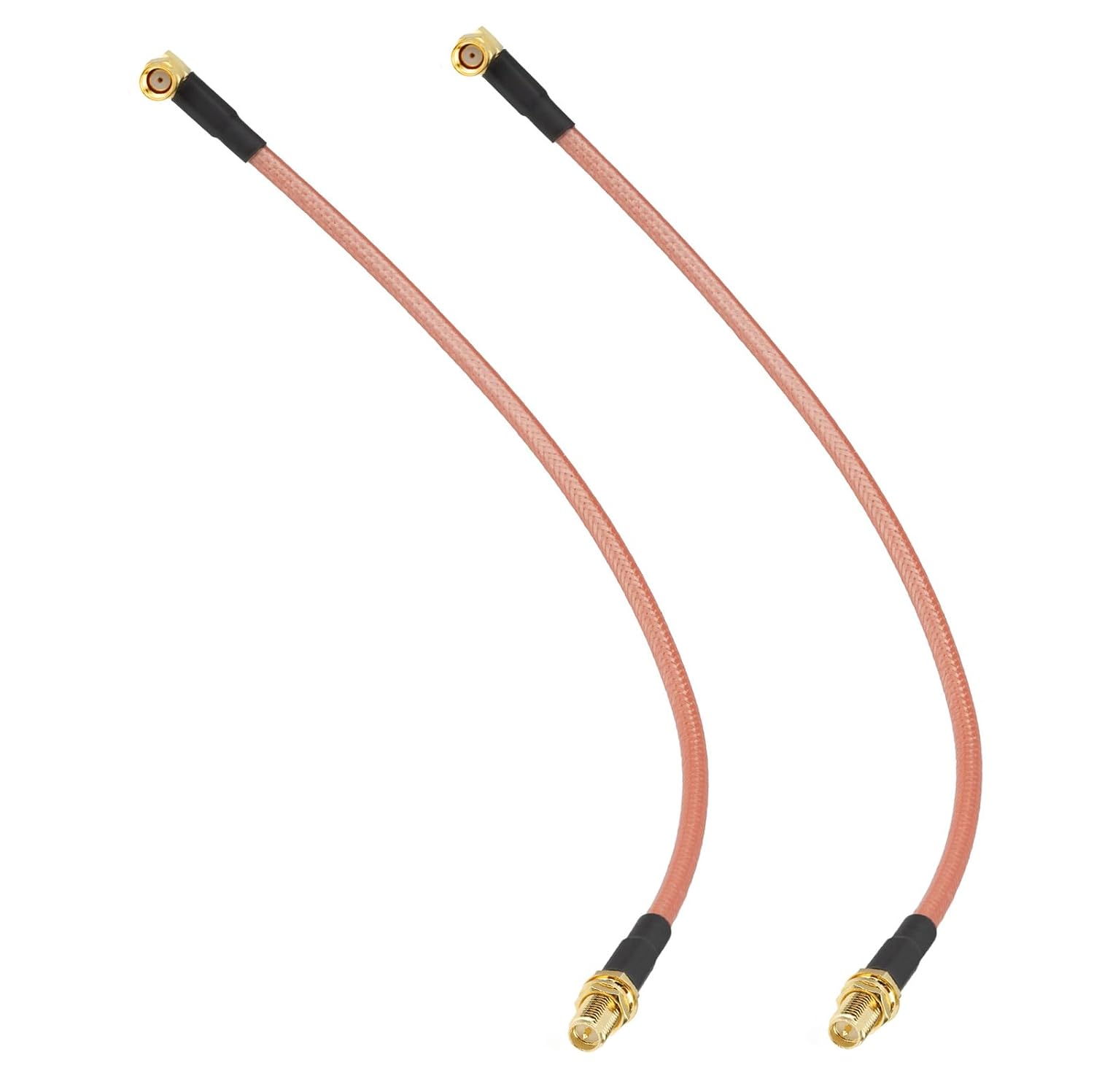 BINGFU 1ft RP-SMA Female Bulkhead to Male Right Angle RG400 Coaxial Cable 2-Pack for WiFi Router Security IP Camera Wireless Mini PCI Express PCIE Network Card Adapter