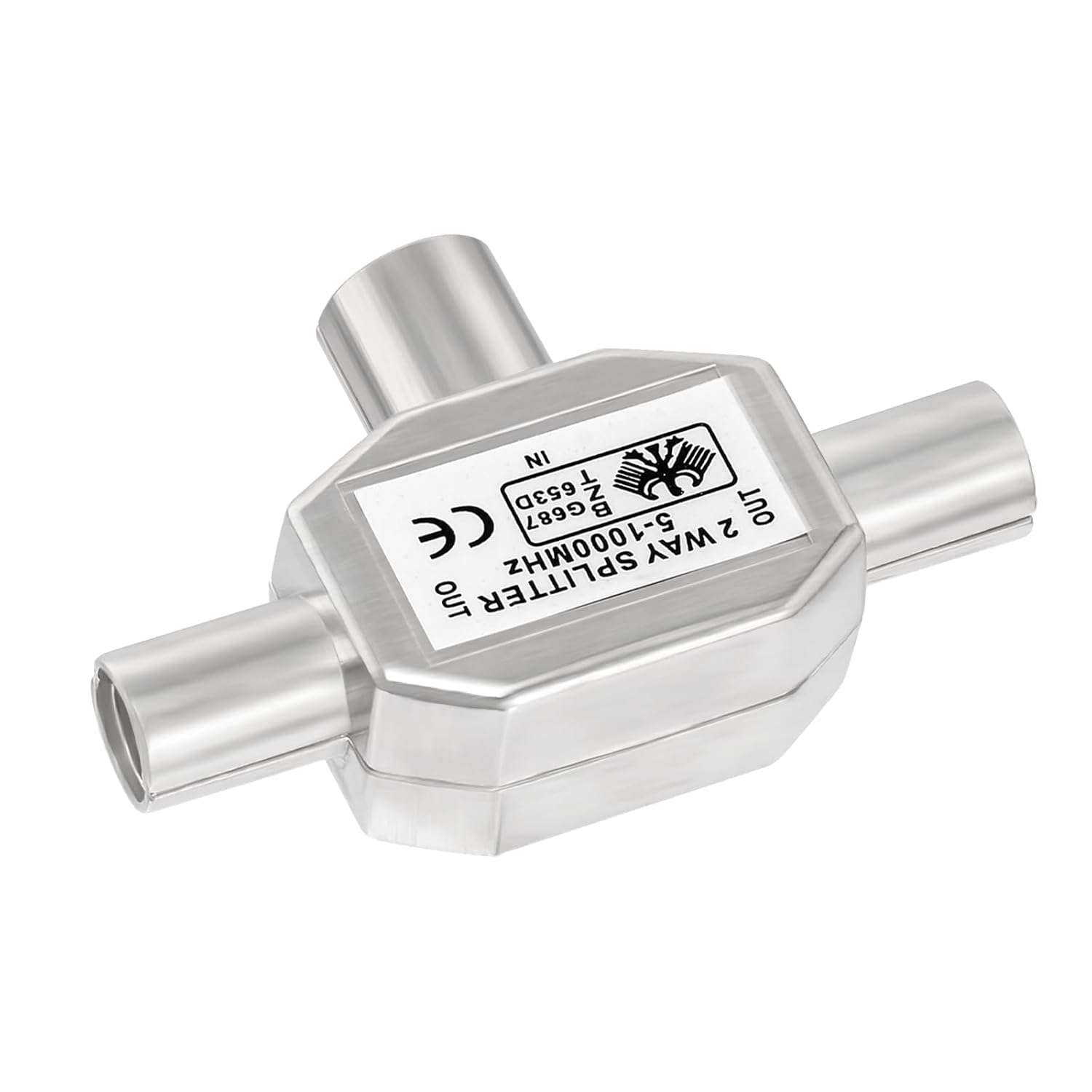 BINGFU TV Antenna Splitter 2-Way Antenna Cable Splitter 2-Way 1x IEC Coaxial Coupling to 2x Coaxial Male T Coupling Coaxial Adapter Splitter for DVB-T/BK Analogue and Digital Cable TV