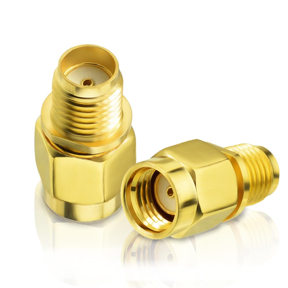 Bingfu RP-SMA-Stecker auf SMA-Buchse, Antennenanschluss-Adapter (2-Stück) für WLAN-Router, PCIE-Netzwerkkarten-Adapter, FPV-Drohnen-Controller, Sicherheitskamera, 4G LTE Mobilfunk Wildkamera