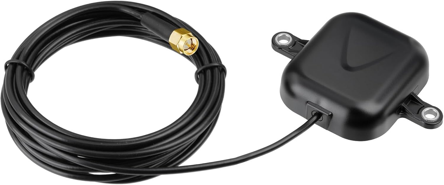 Bingfu Active GPS + BD Dual System Car Navigation SMA Antenna 28dB Gain Satellite Positioning Antenna with RG174 10 ft Cable for Vehicles