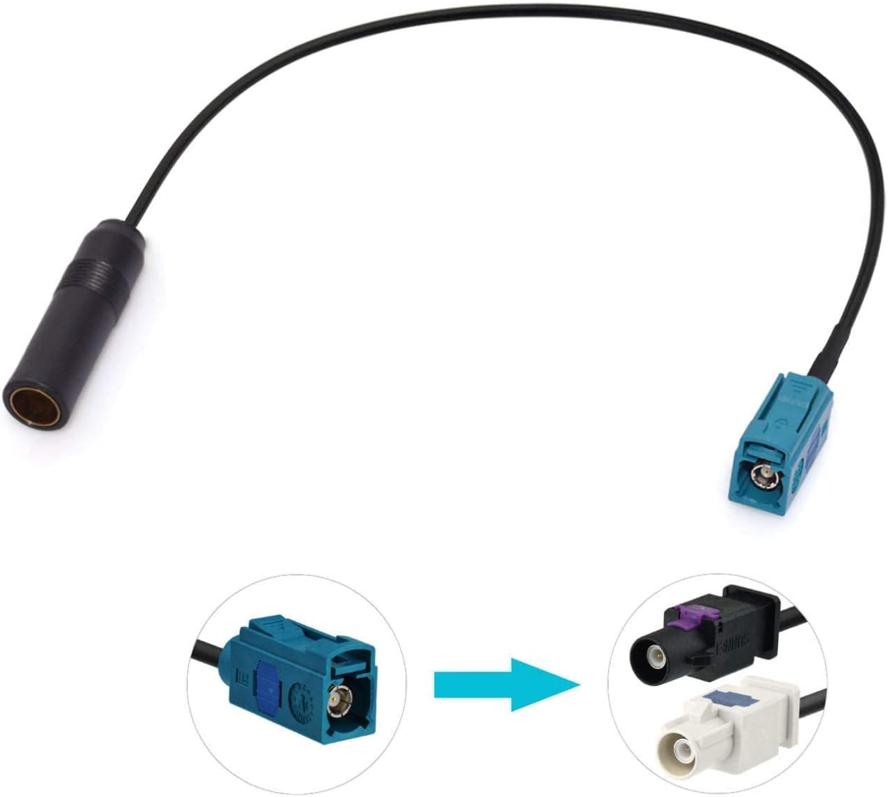 Fakra Z Buchse auf DIN Buchse Verlängerungskabel 30cm für DAB FM Autoantenne Auto Stereo Audio HD Radio Head Unit CD Media Player Receiver