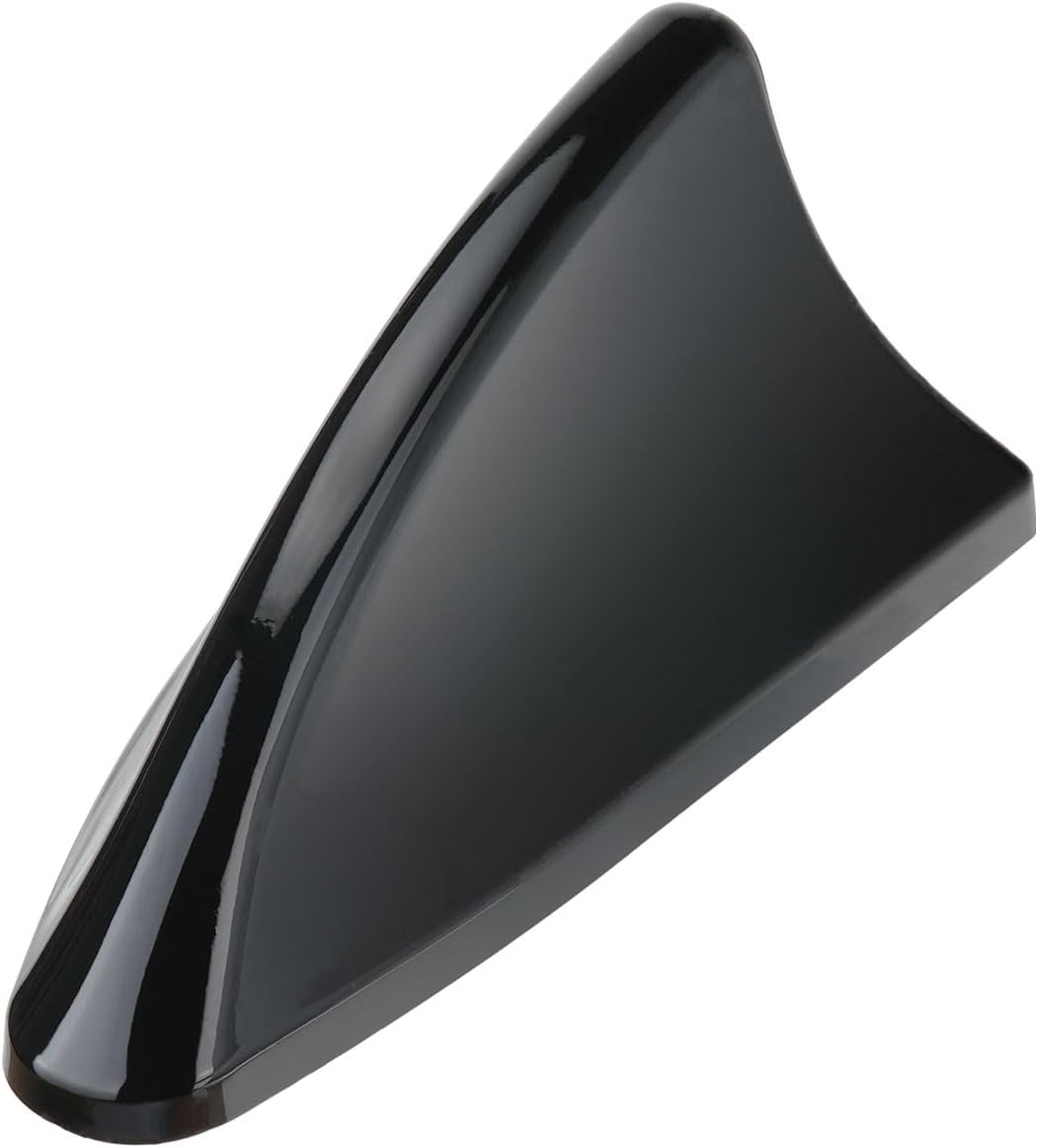 Bingfu FM/AM/DAB Digital Radio Shark Fin Antenna with 9-16V Wide Voltage IP65 Waterproof High Gain (17-23dB FM/21dB DAB) for Car/Truck/RV - Aerodynamic Black Design