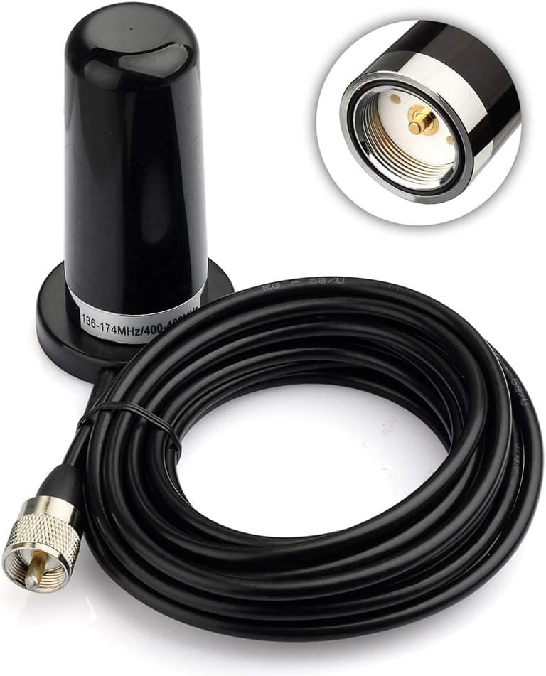 Bingfu PL259 Male Mobile Radio Antenna Dual Band VHF UHF 136-174MHz 400-470MHz NMO Mount Magnetic Base Antenna Low Profile for Marine Car Truck Vehicle Amateur Ham Radio