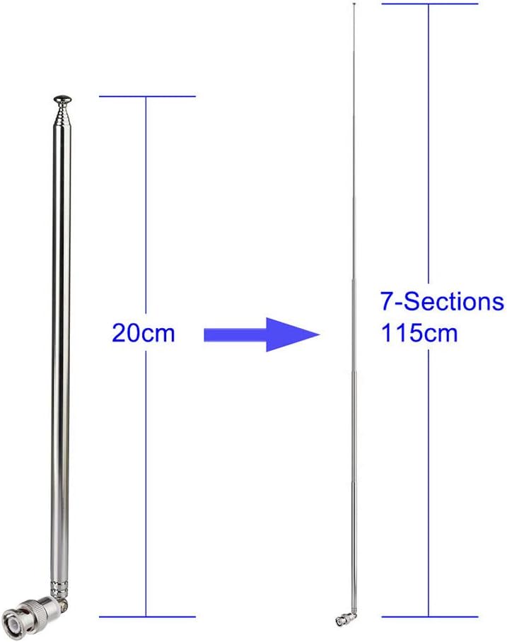 Bingfu Police Radio Scanner Antenna 20-1300MHz 7 Section Telescopic BNC Male 2-Pack Handheld Ham CB Antenna for Uniden Whistler Police Scanner Two Way Radio Frequency Counter