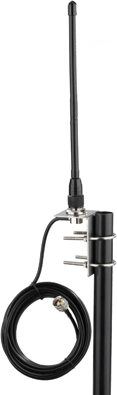 Bingfu Soft Whip CB Antenna 27MHz with PL259 UHF BNC Male 16.5ft RG58 Coaxial Cable for Uniden Bearcat Cobra Galaxy Mobile Radio - Stainless Steel Mount