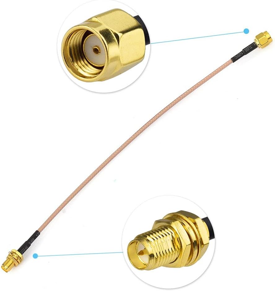 Bingfu RP-SMA-Stecker auf RP-SMA-Buchse Kabel 30cm RG316 WiFi-Antennenverlängerungs Koaxialkabel (2 Stück) für Drahtlose Mini PCI Express PCIE Netzwerkkarten WiFi Adapter WiFi Router Gateway
