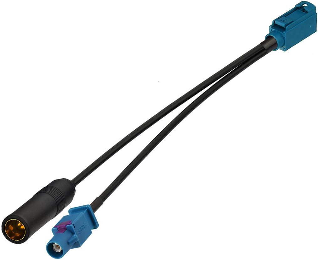 Bingfu Car Antenna Splitter - FM AM Radio Antenna Adapter Cable - Fakra Z Female Male to DIN Connector - 6 inch for Car Stereo Audio HD Radio Head Unit CD Media Player Receiver
