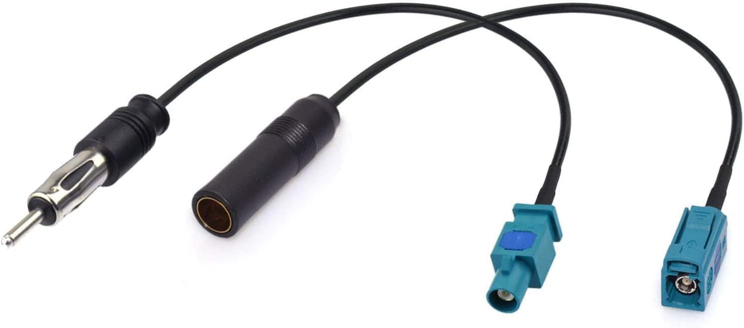 Bingfu Universal Vehicle FM AM Radio Fakra Z Male Female to DIN Plug Connector Cable (2-Pack) with Fakra Z Male to DIN Plug Connector for Car Stereo Audio HD Radio Head Unit CD Media Player Receiver