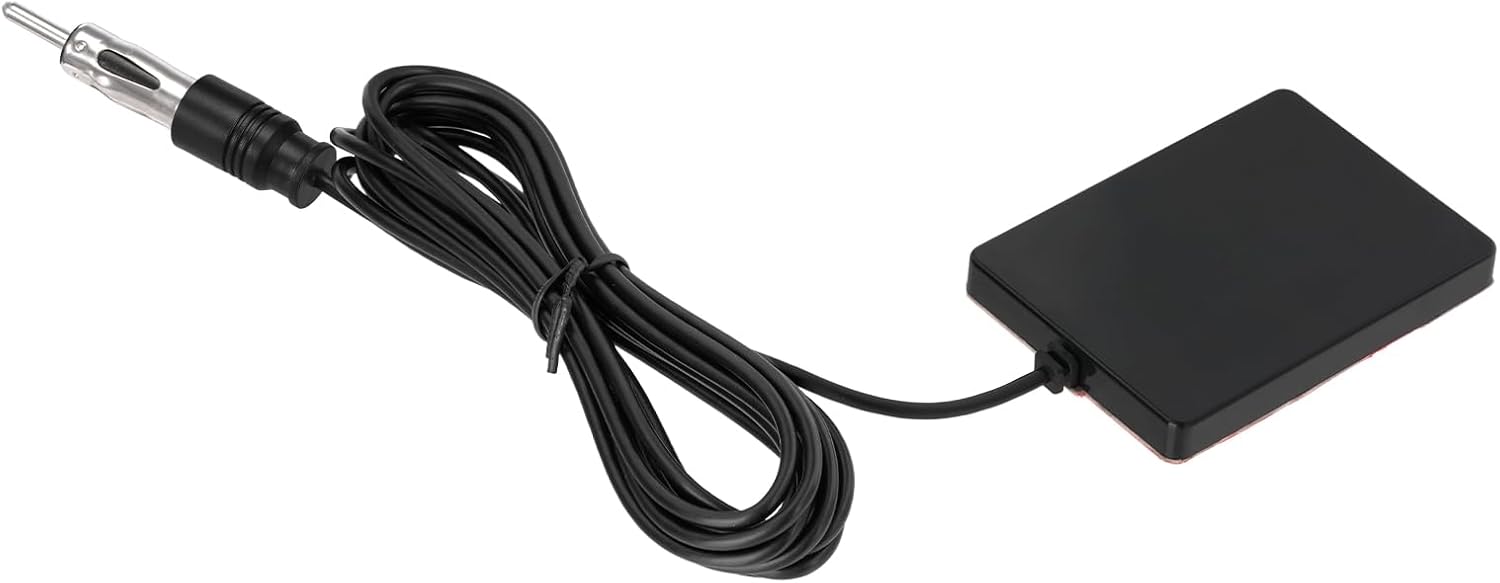 Bingfu Universal Car Stereo AM FM Radio Antenna Hidden Adhesive Mount Windshield Window Glass Patch Antenna with DIN Plug 10ft Cable for Vehicle Truck SUV Stereo Receiver Head Unit