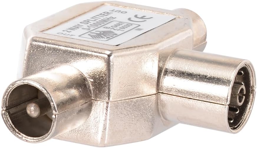 Bingfu 2-Way PAL TV IEC DVB-T Antenna Coaxial Splitter 1 Female to 2 Male RF Indoor Adapter Connector 1 GHz 5-1000 MHz for Foxtel Optus CATV SAT DTV Connections