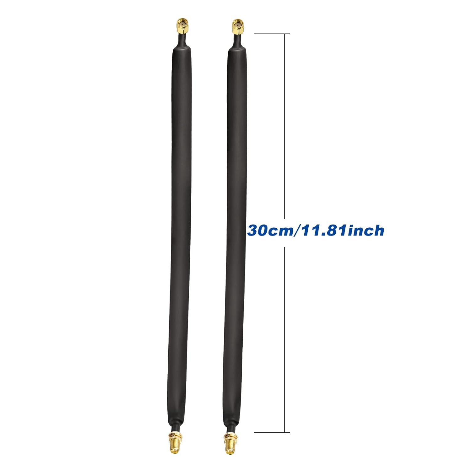 Bingfu RP-SMA Window Coaxial Cable 30 cm RP-SMA Male to RP-SMA Female LoRa Flat Cable for WLAN Antenna Helium Miner Antenna, Pack of 2