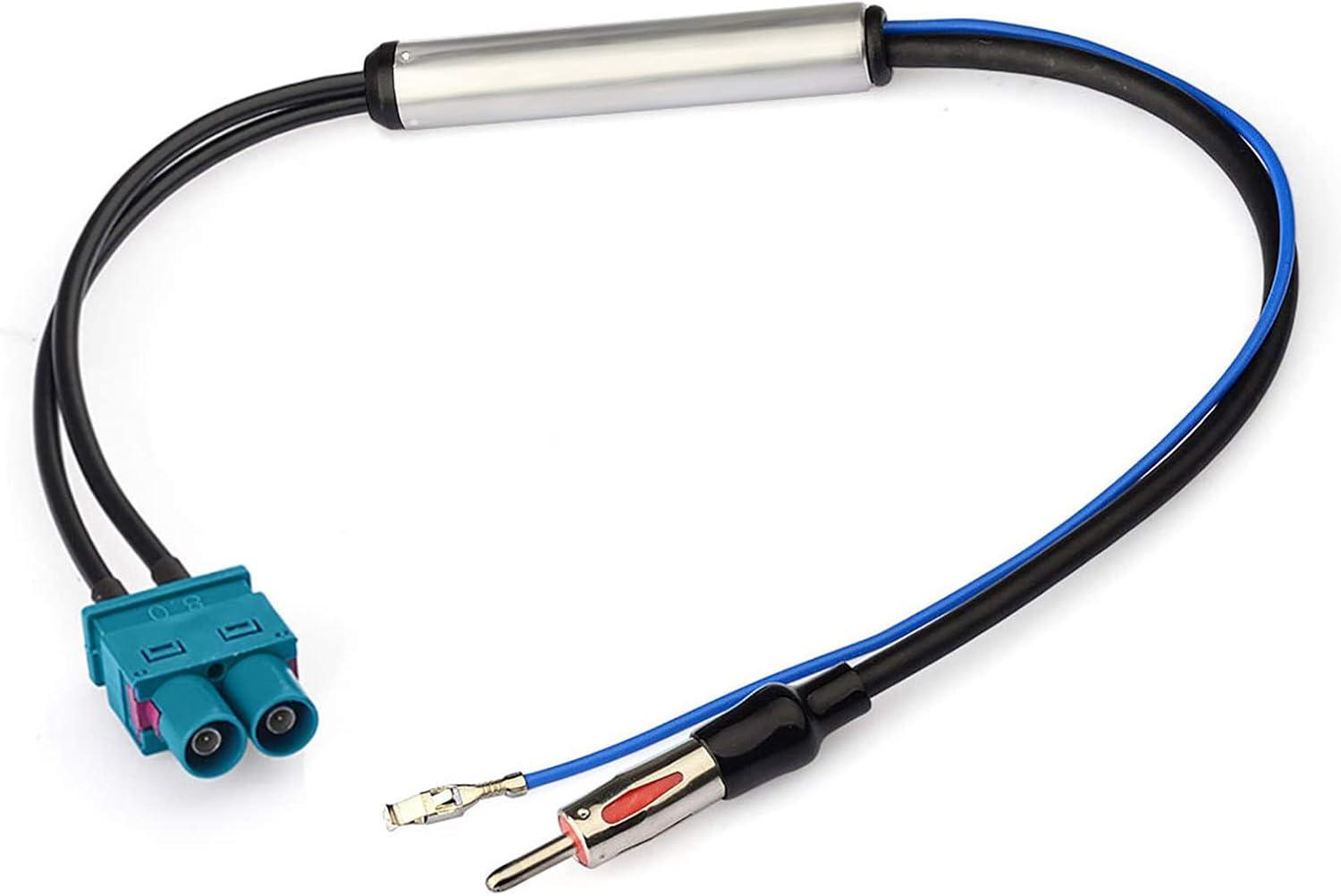 Bingfu Autoradio Antenne Signalverstärker, Doppel Fakra auf DIN Stecker Adapter mit Phantomeinspeisug Kompatibel mit Volkswagen Audi VW Skoda BMW Fahrzeug Auto Audio Radio Stereo Head Unit Empfänger