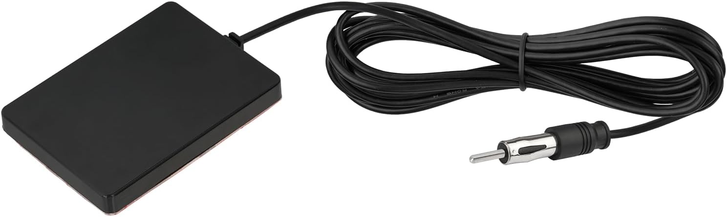 Bingfu Universal Car Stereo AM FM Radio Antenna Hidden Adhesive Mount Windshield Window Glass Patch Antenna with DIN Plug 10ft Cable for Vehicle Truck SUV Stereo Receiver Head Unit