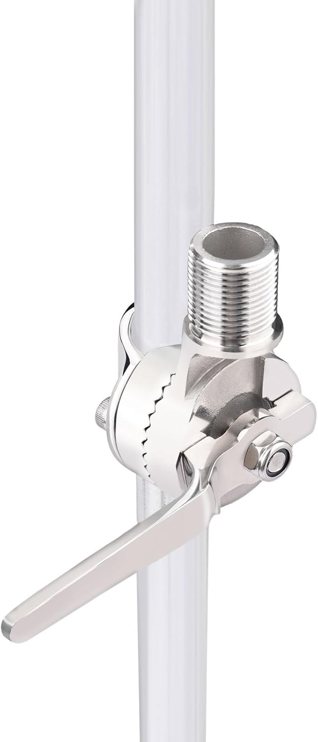 Bingfu VHF Marine GPS Antenna Mount Stainless Steel Adjustable Ratchet Base Fixed Mount Bracket - Installation Range 0.87" - 1" for Pole Rail Boat RV