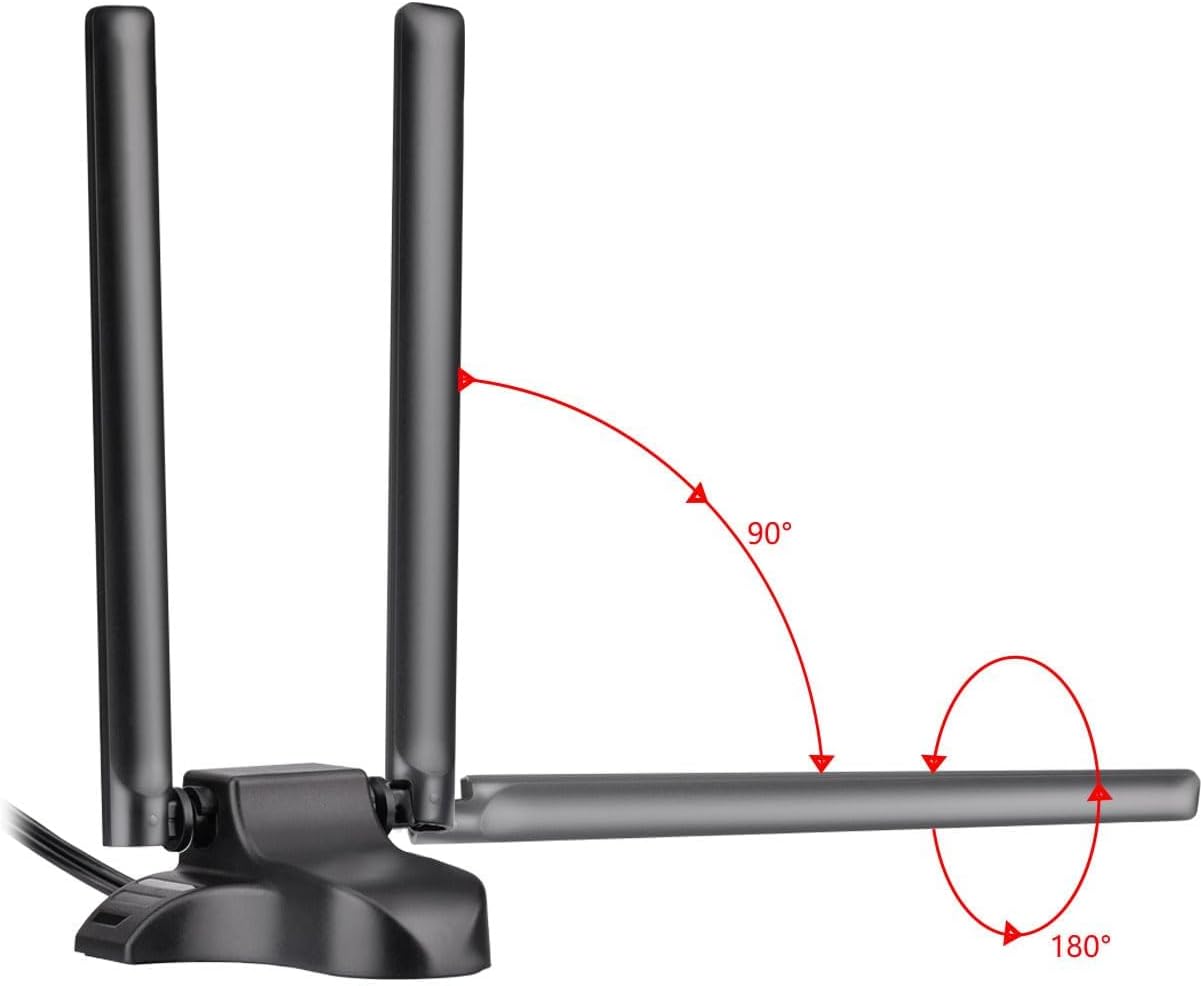 Bingfu Dual Band WiFi Antenna 2.4GHz 5.8GHz RP-SMA Magnetic Base with 6.5ft Cable for Router PCIe Card Laptop Security Camera