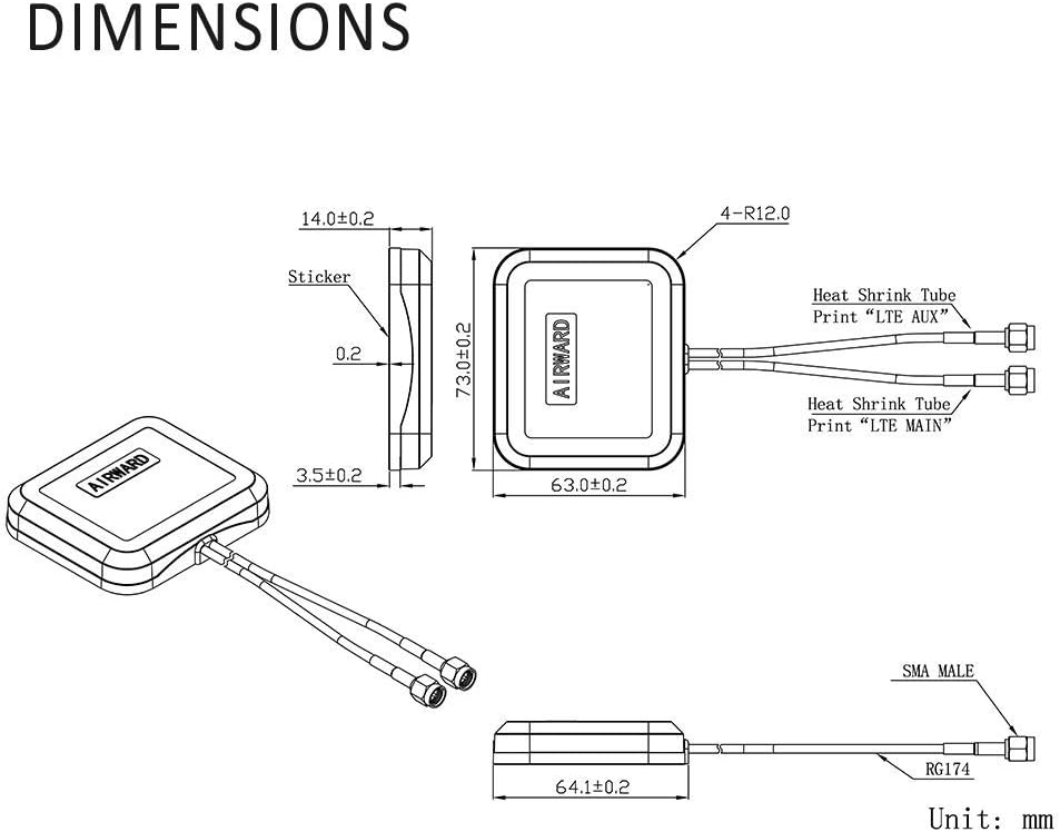 Bingfu 4G LTE Adhesive Magnetic Mount Antenna MIMO SMA Male Antenna Compatible with 4G LTE Wireless Home CPE Mobile Modem Hotspot Industrial IoT Router Cellular Gateway