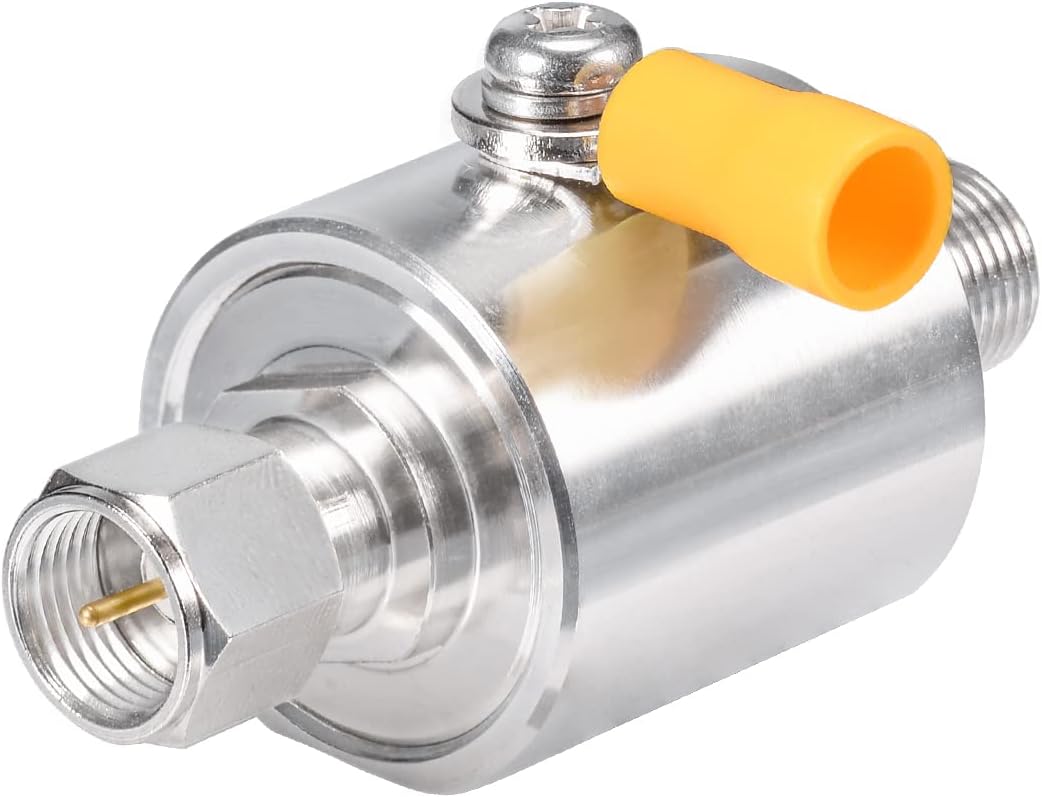 Bingfu Coaxial Lightning Arrestor 75 ohm F Male Plug to Female Jack DC-3GHz Surge Protector with 90 V Gas Tube Surge Arrester Antenna Lightning Protection for Satellite Cable TV Antenna 2G 3G 4G LTE