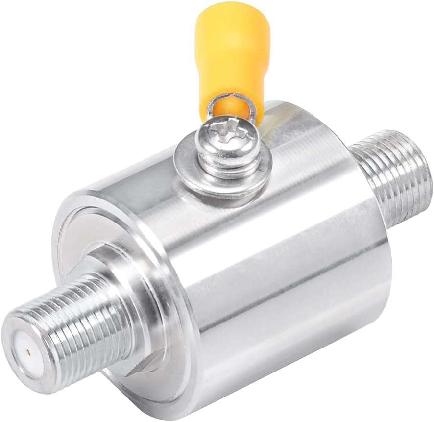 BINGFU SAT Blitz Surge Protector F Female to F Female 75 Ohm DVB-S Coaxial Lightning Arrester DC 0-3GHz Connector for Internet Digital TV Satellite Antenna Connections