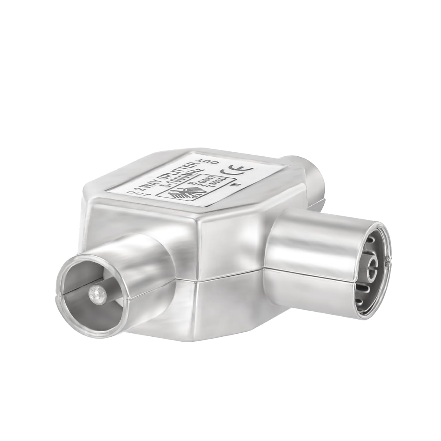 BINGFU TV Antenna Splitter 2-Way Antenna Cable Splitter 2-Way 1x IEC Coaxial Coupling to 2x Coaxial Male T Coupling Coaxial Adapter Splitter for DVB-T/BK Analogue and Digital Cable TV