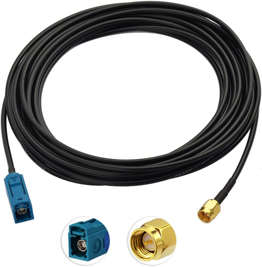 DAB Auto Antenne SMA Kabel Fakra Buchse auf SMA Stecker Adapter RG174 5m 16.4ft Verlängerungskabel Kompatibel mit Autoradio Revo Pioneer Pure Alpine