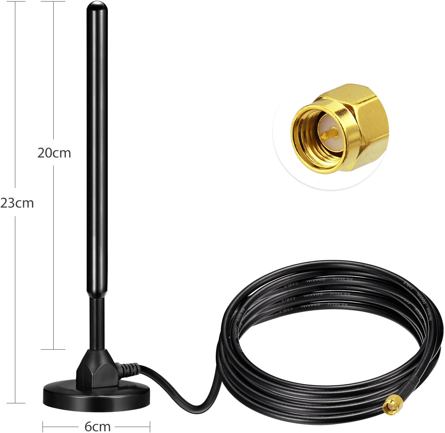 Bingfu Magnetic 915mhz Lora Antenna with Adapter Cable Compatible with Meshtastic SX1276 SX1262 nRF52840 Chip Wireless Module Mesh Node LoRaWAN IoT Gateway Lora Development Board