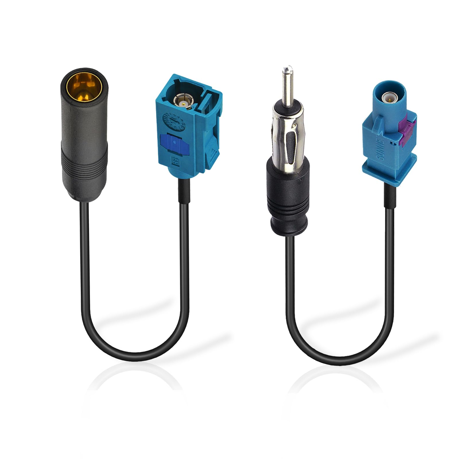 Fakra auf DIN ISO Autoradio Antenne Kabel (2-Stück), DAB FM Radio Adapterkabel mit Fakra-Z-Stecker auf DIN-Stecker-Adapter für Auto-Stereo-Audio-HD-Radio-Head-Unit, CD-Media-Player -Empfänger