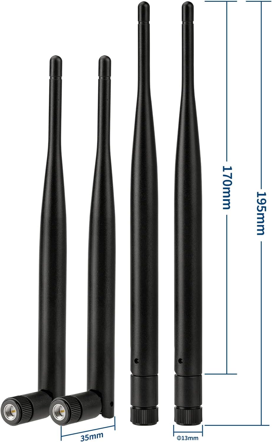 Bingfu 4G LTE Antenne 824-2700MHz 2dBi SMA Stecker 50 Ohm, 4 Stück