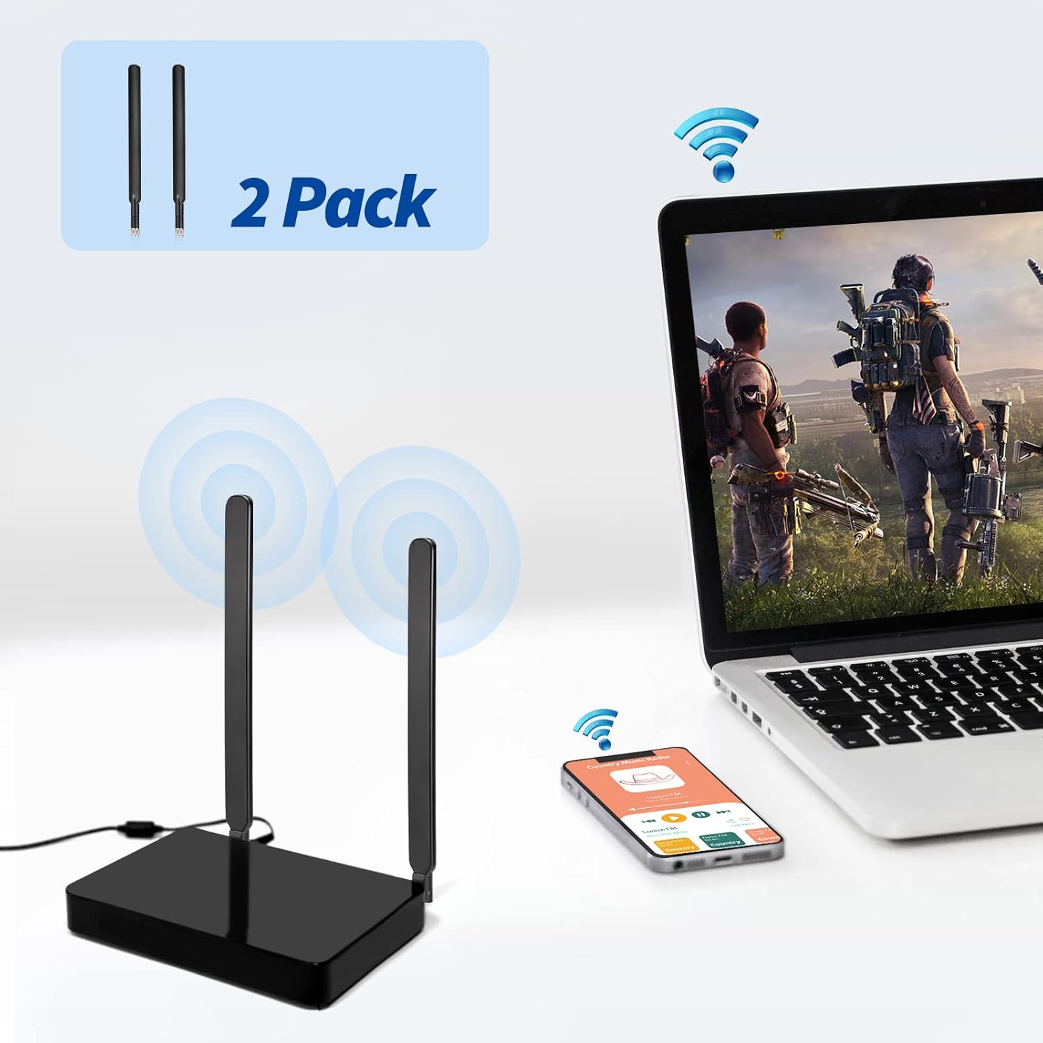 Bingfu 4G LTE Antenne Breitband 6dbi 698-2700Mhz Omnidirektionale Antenne mit SMA Stecker für 4G LTE CPE Router, Access Point, Wireless Range Extender, IP Kamera