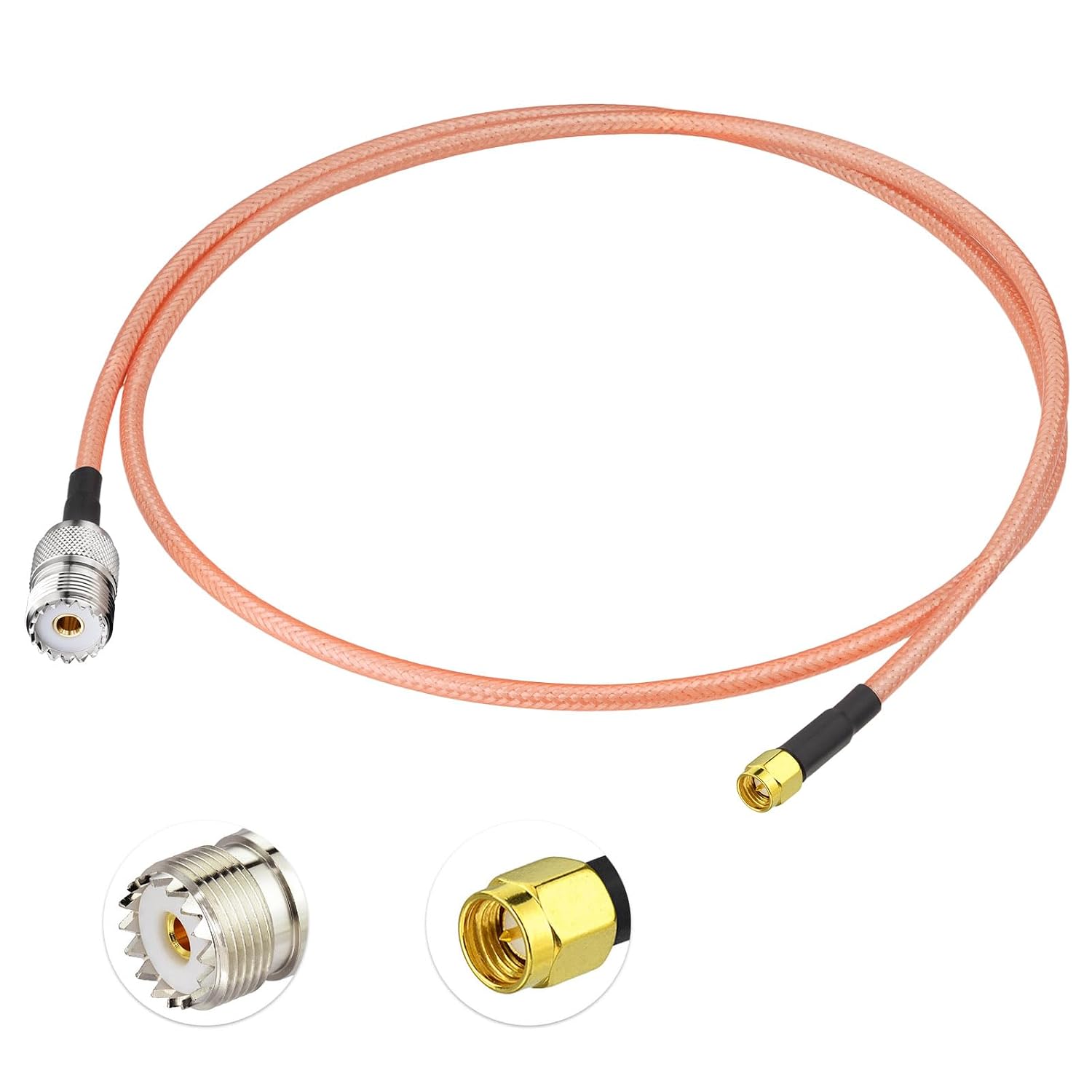 BINGFU 100cm SMA-Stecker auf UHF-Buchse SO239 RG142 Koaxialkabel,
