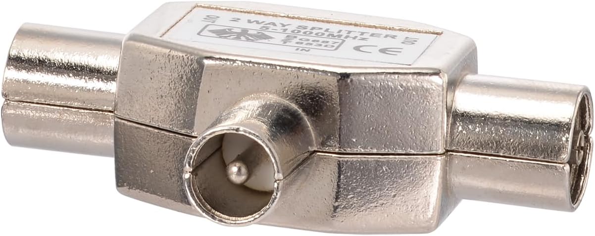 Bingfu 2 Way PAL TV IEC DVB-T Coaxial Antenna Signal Splitter 1 PAL Plug to 2 PAL Jack Coax Adapter 5-1000 MHz