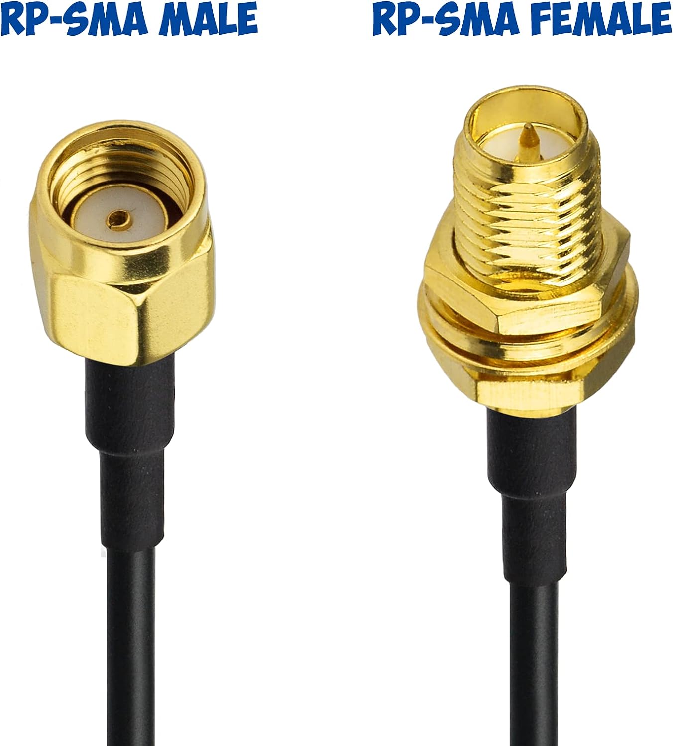 RP-SMA Stecker auf RP-SMA Buchse Kabel 1m RG174 WiFi-Antennenverlängerungs Koaxialkabel (2 Stück) für Drahtlose Mini PCI Express PCIE Netzwerkkarten WiFi Adapter WiFi Router Gateway