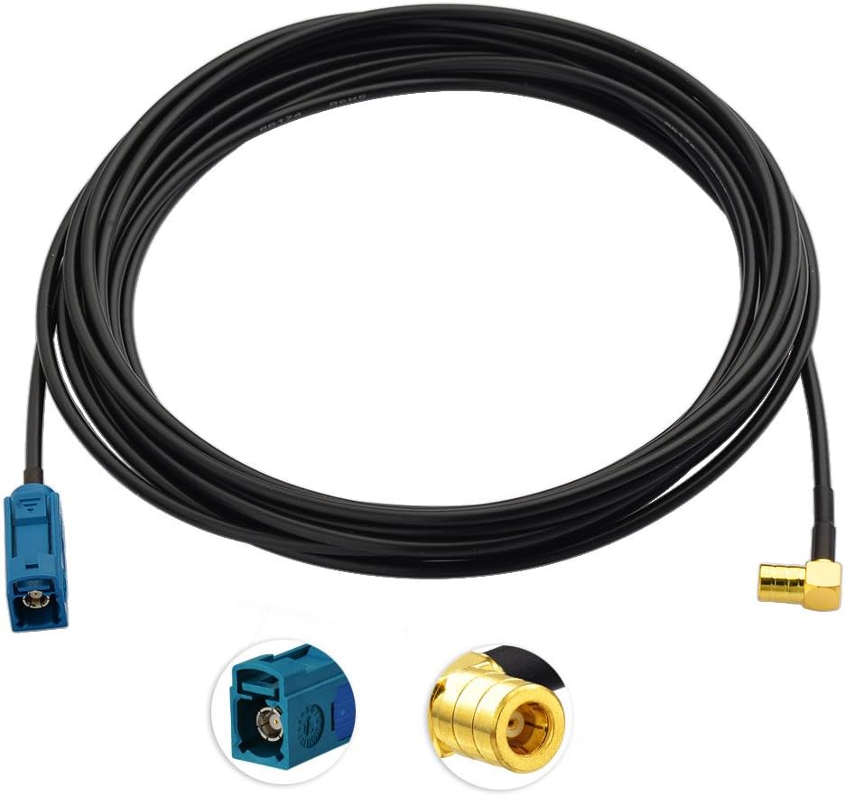 DAB Autoradio Antenne Fakra Z Buchse to SMB Stecker Adapter mit 5m 16.4-Ft RG174 Verlängerungskabel Kompatibel mit Autoradio Auto Radio Stereo Head Unit Empfänger Tuner