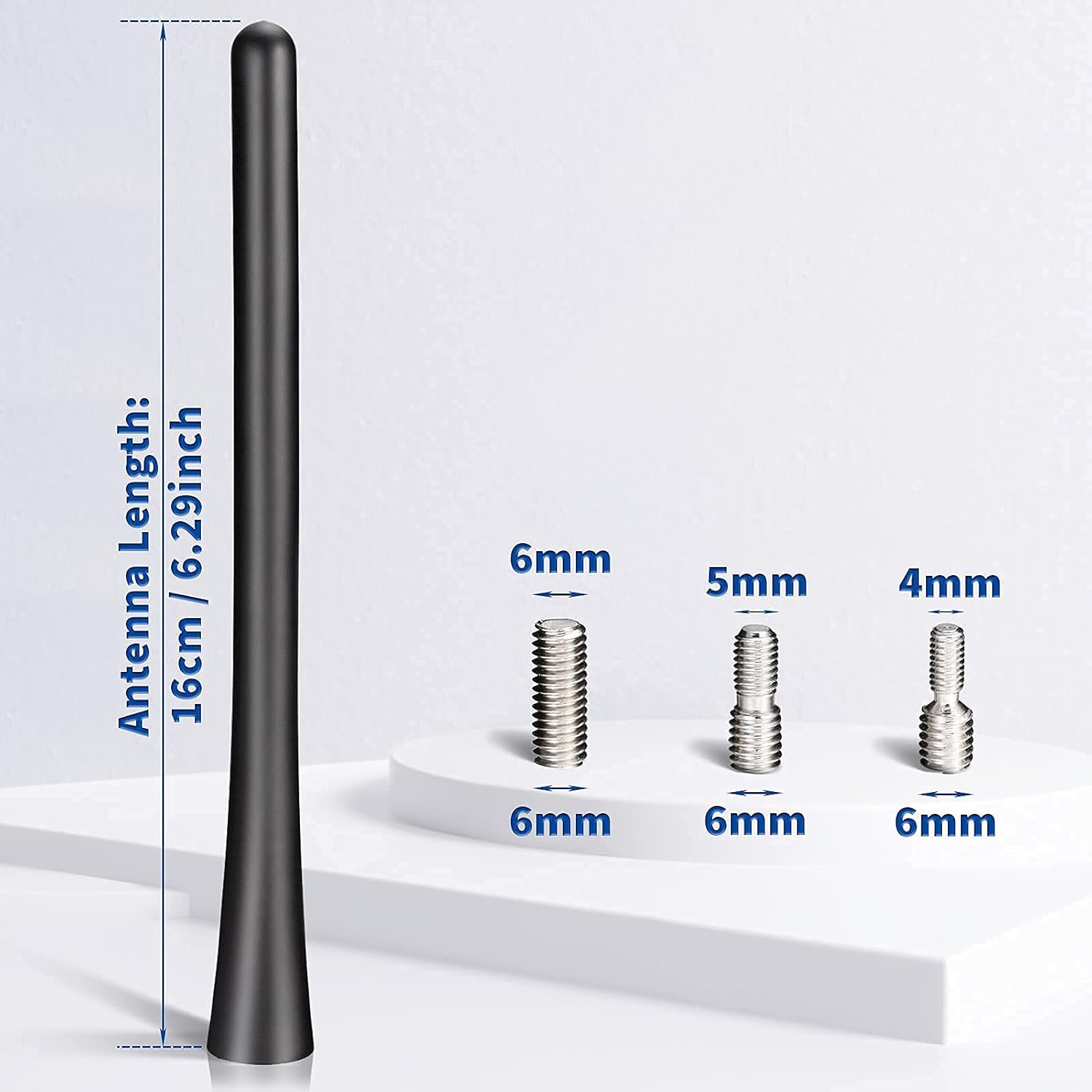 Bingfu Universal Car Roof Mount Antenna Mast 6.3 inch Vehicle Car Radio Antenna Replacement Vehicle FM AM Stereo Roof Mount Antennas