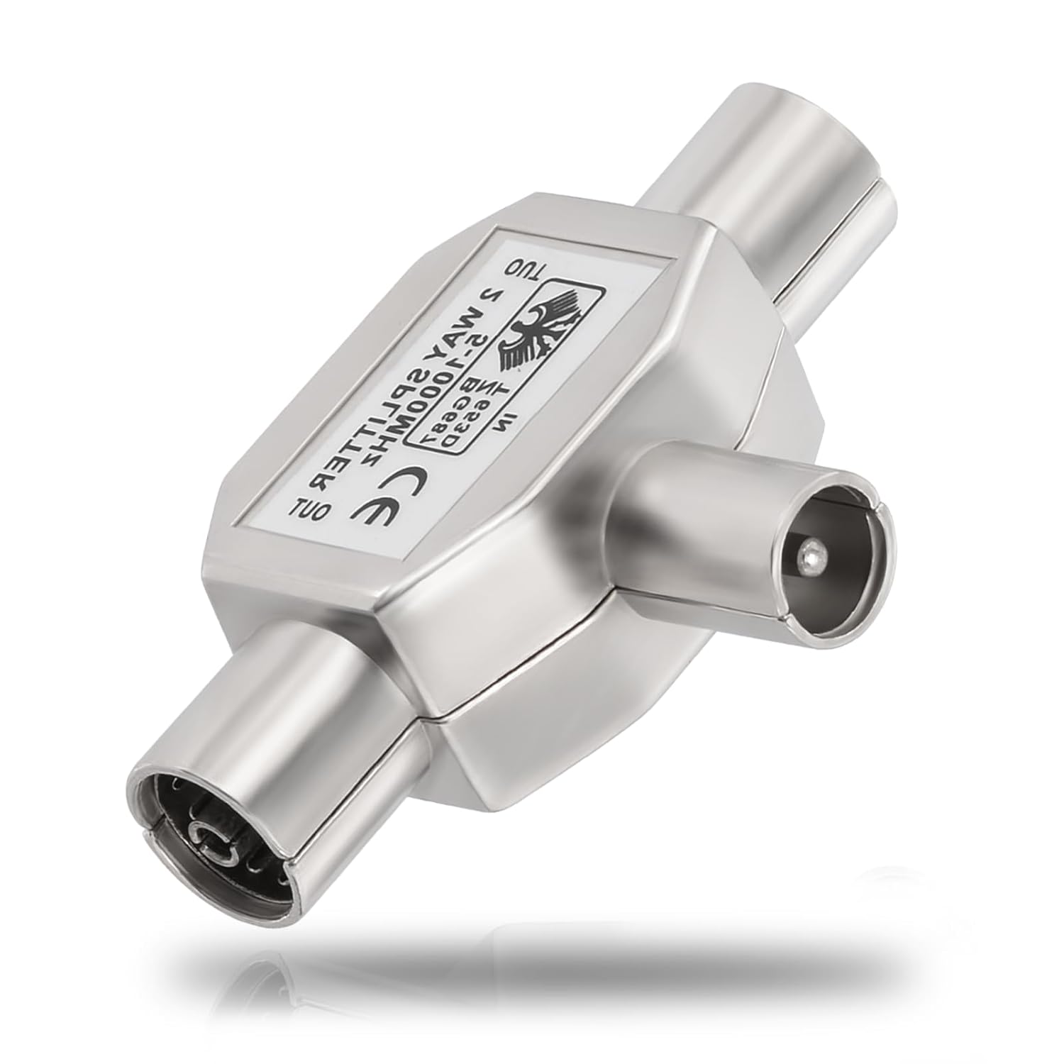 Bingfu TV Antennenverteiler 2Fach, Antennenkabel Verteiler, 2 Wege 1x IEC Koax Stecker auf 2X Koax Kupplung T-Kupplung Koax-Adapter Splitter für DVB-T/BK Analoges und digitales Kabelfernsehen