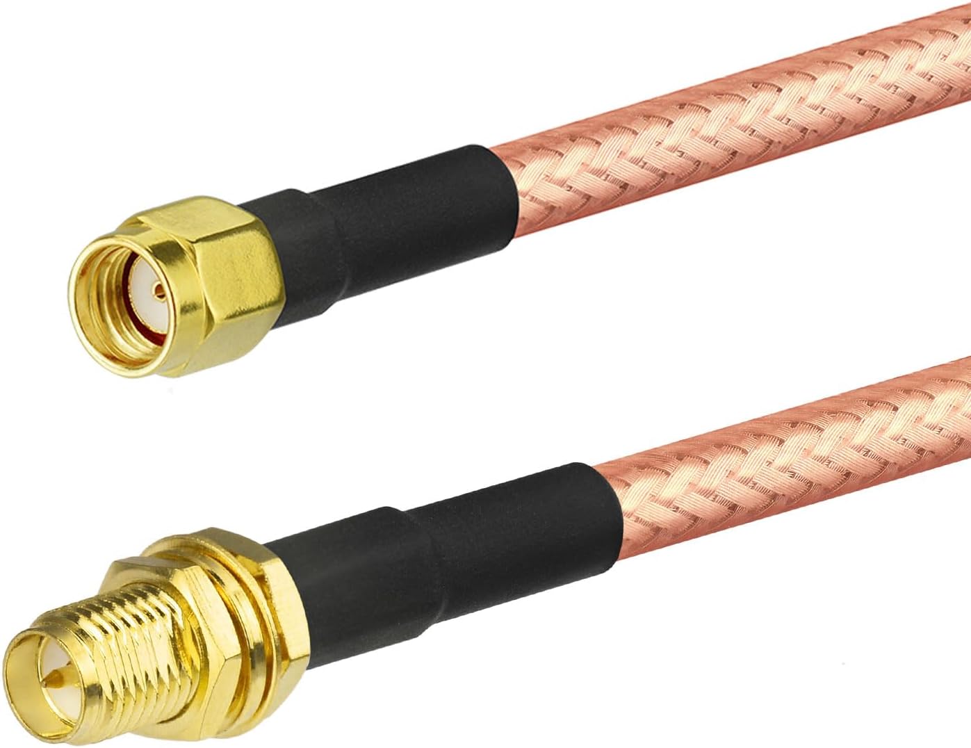 Bingfu 1ft RP-SMA Female Bulkhead to RP-SMA Male RG400 Coaxial Cable 2-Pack for WiFi Router Security IP Camera Wireless Mini PCI Express PCIE Network Card Adapter