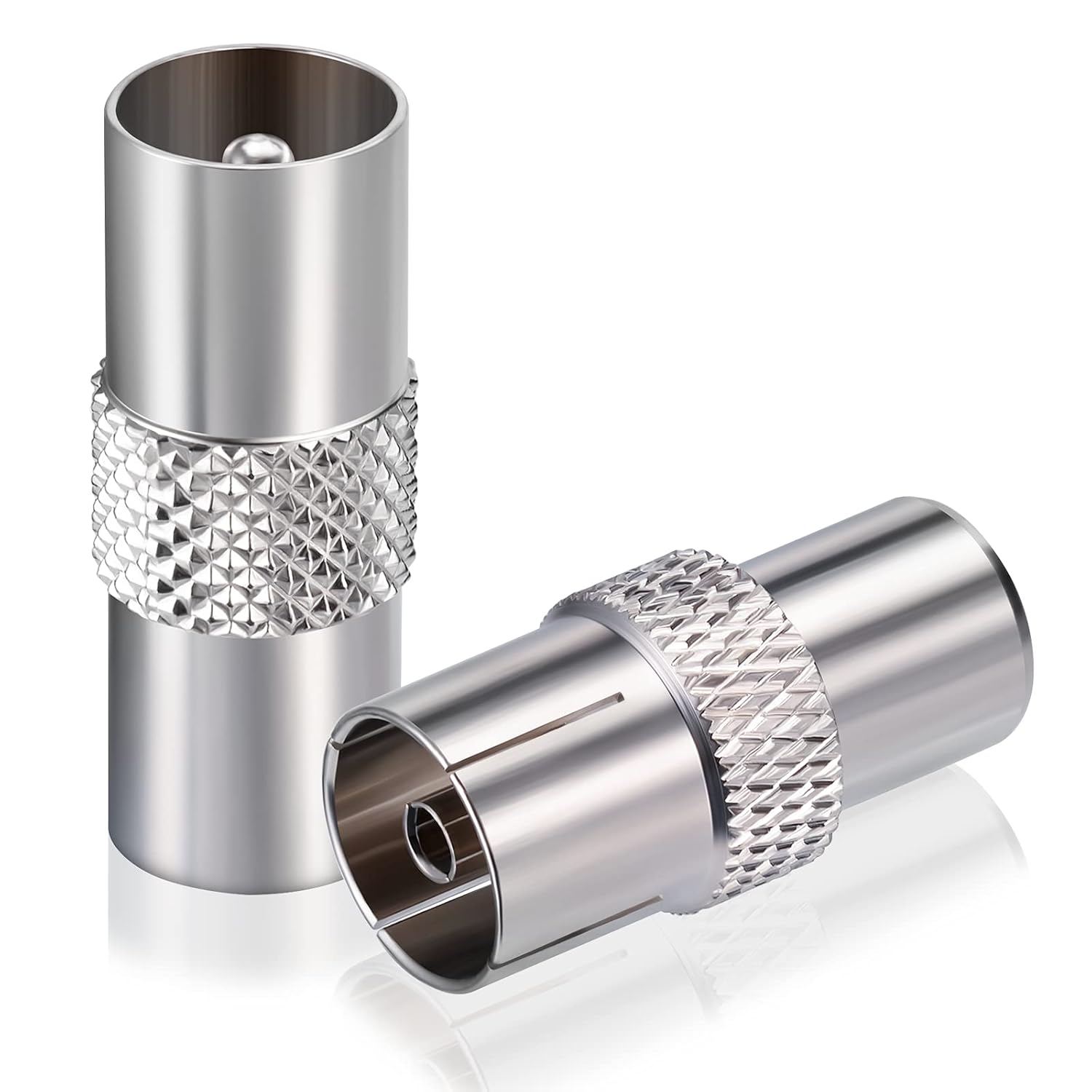 Koaxial Antenne Adapter Koax-Stecker auf Koax-Stecker, Koax-Stecker auf Koax-Kupplung Adapter 2 Stück für Antennenkabel, Satellitenkabel, Koaxialkabel