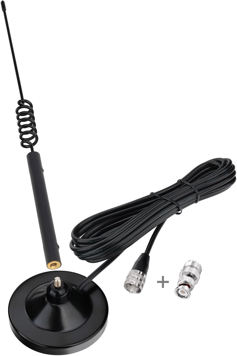 Bingfu CB Radio Antenna 27MHz Strong Magnetic Mount Kit - PL259/BNC Male Connector with 10ft RG58/U Coaxial Cable - Compatible with Galaxy Uniden Bearcat Cobra Texas Ranger RoadKing