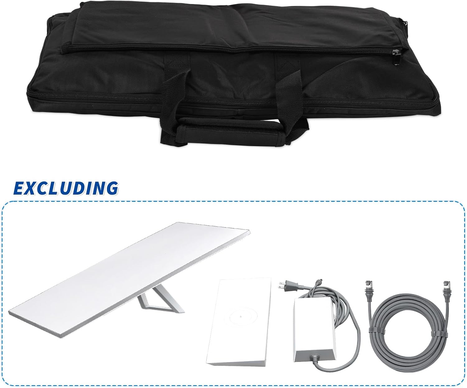 Bingfu Travel Bag for Starlink Gen3 V3 Rectangular Satellite Internet Kit - Double Pocket Design for Antenna, Ethernet Cable, Router, Power Supply - Ideal for RV Camping and Outdoor Use, Black
