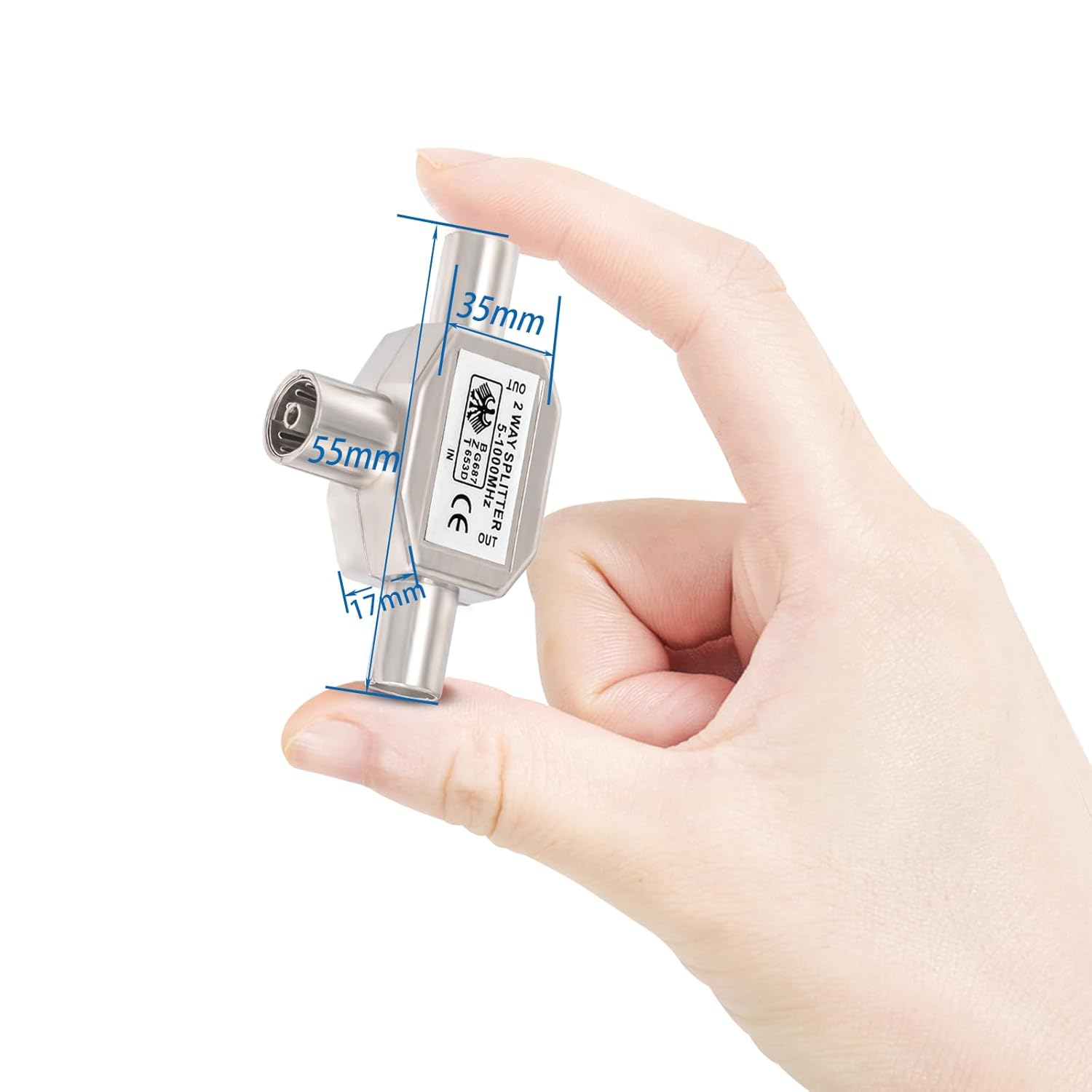 BINGFU TV Antenna Splitter 2-Way Antenna Cable Splitter 2-Way 1x IEC Coaxial Coupling to 2x Coaxial Male T Coupling Coaxial Adapter Splitter for DVB-T/BK Analogue and Digital Cable TV