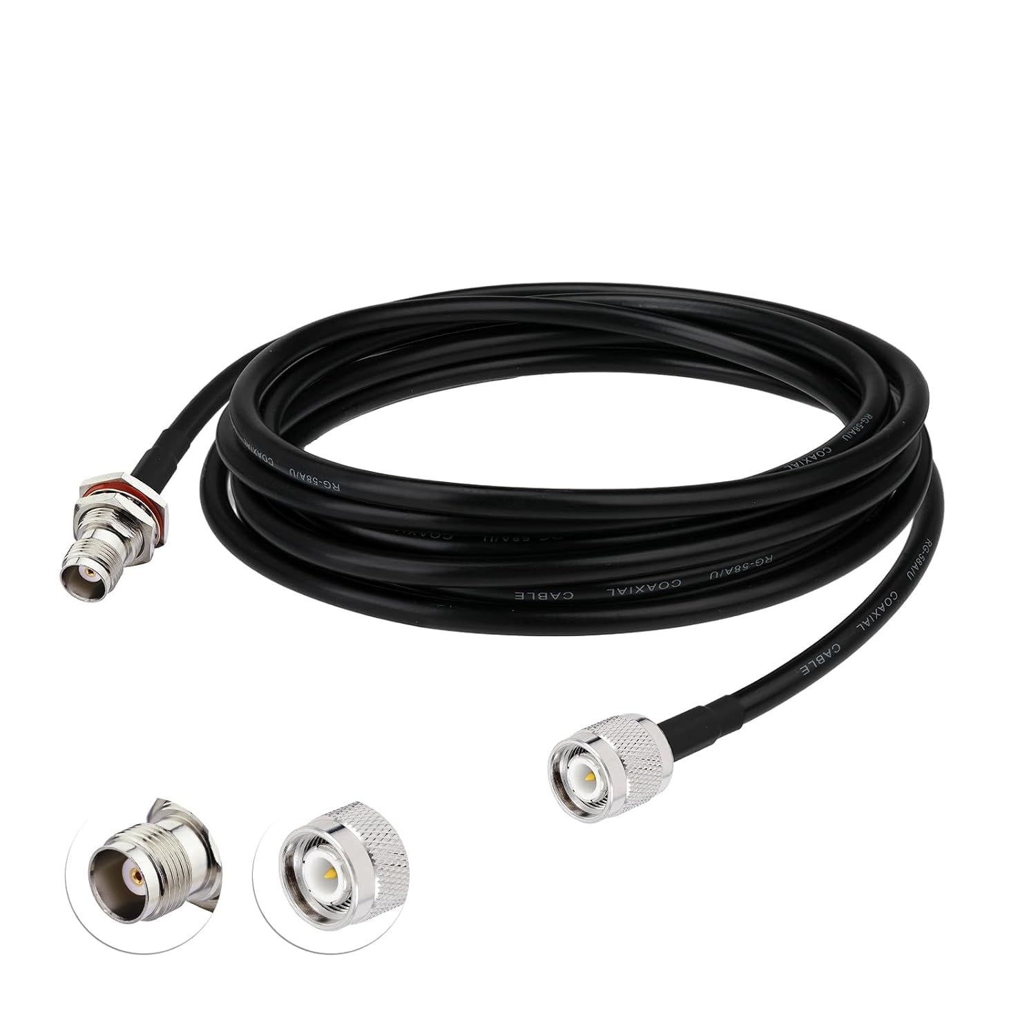 BINGFU TNC Kabel, 3 m TNC Stecker auf Buchse (Bulkhead) RG58 Koaxialkabel