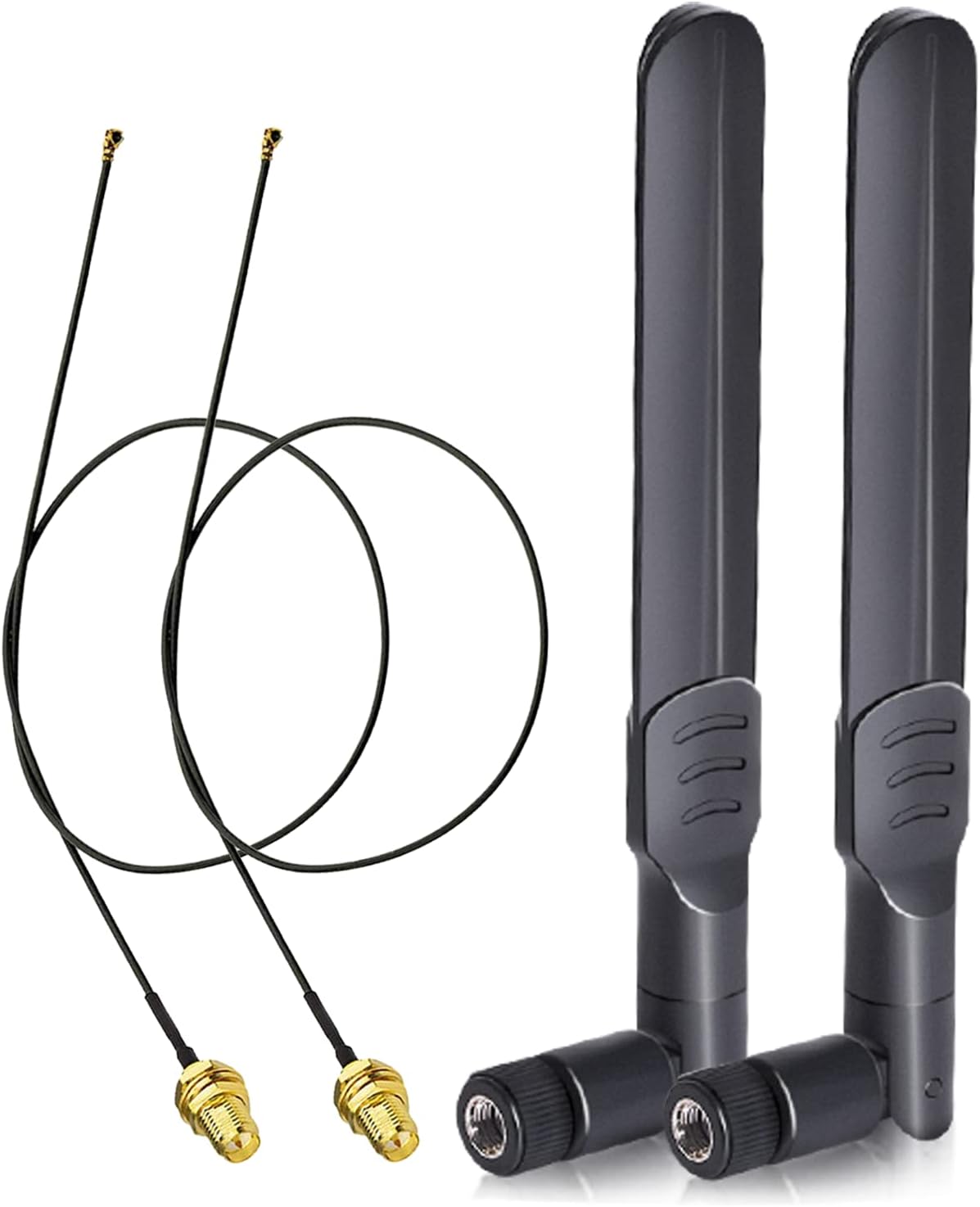 WLAN Antenne 2,4GHz 5GHz 5,8GHz 8dBi RP-SMA-Stecker Antenne & 25cm U.FL IPX IPEX MHF4 zu RP-SMA Buchse Verlängerungskabel 2-Pack für M.2 NGFF Intel Wireless Netzwerkkarte WiFi Adapter Laptop