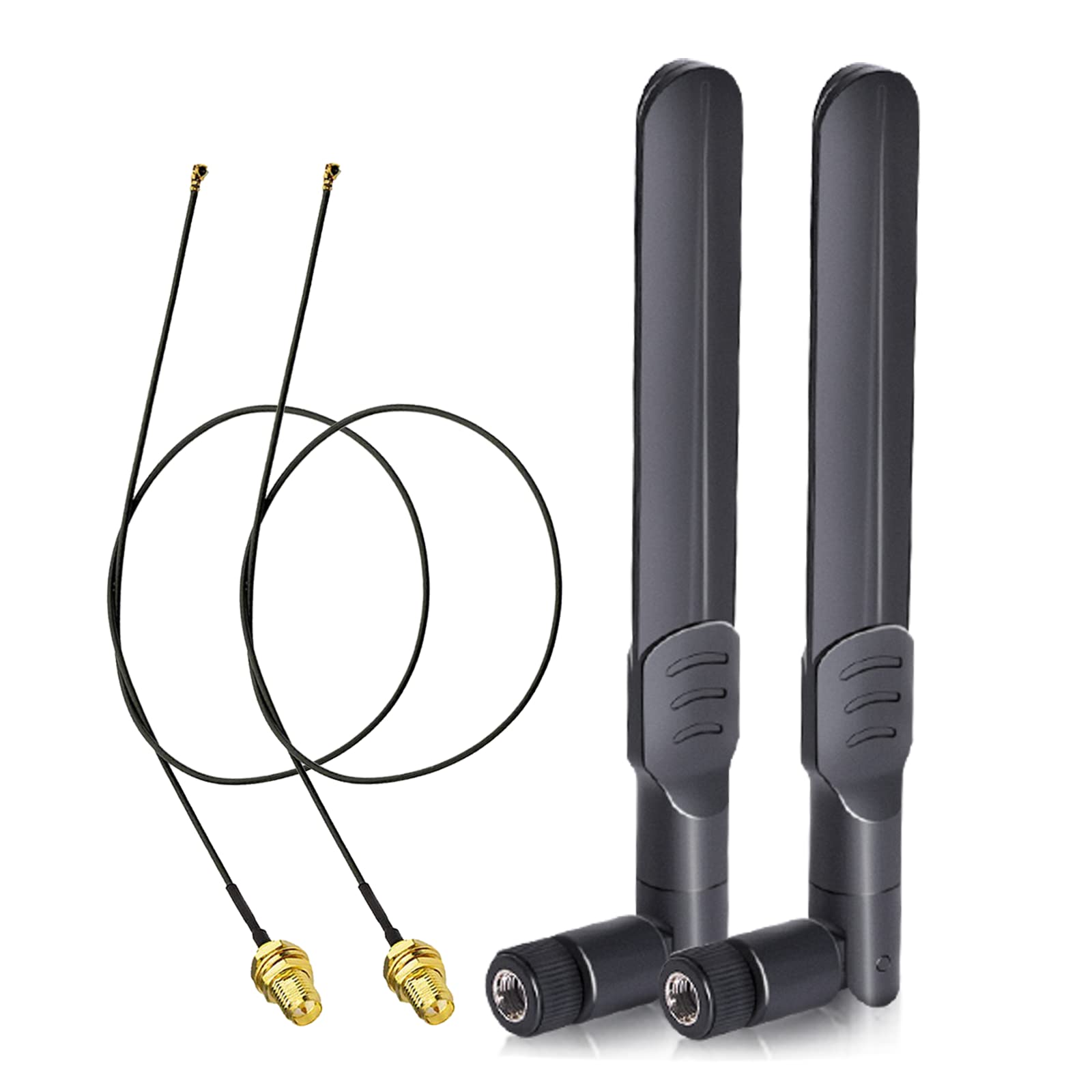 Bingfu RP-SMA WiFi Antenne 8 dBi 2,4/5/5,8 GHz, und 15cm IPEX IPX U.FL auf RP-SMA-Buchse Kabel Kompatibel mit Intel Fenvi HP Dell Wireless Mini-PCI Express PCIE-Netzwerkkarte WiFi-Adapter, 2 Stück