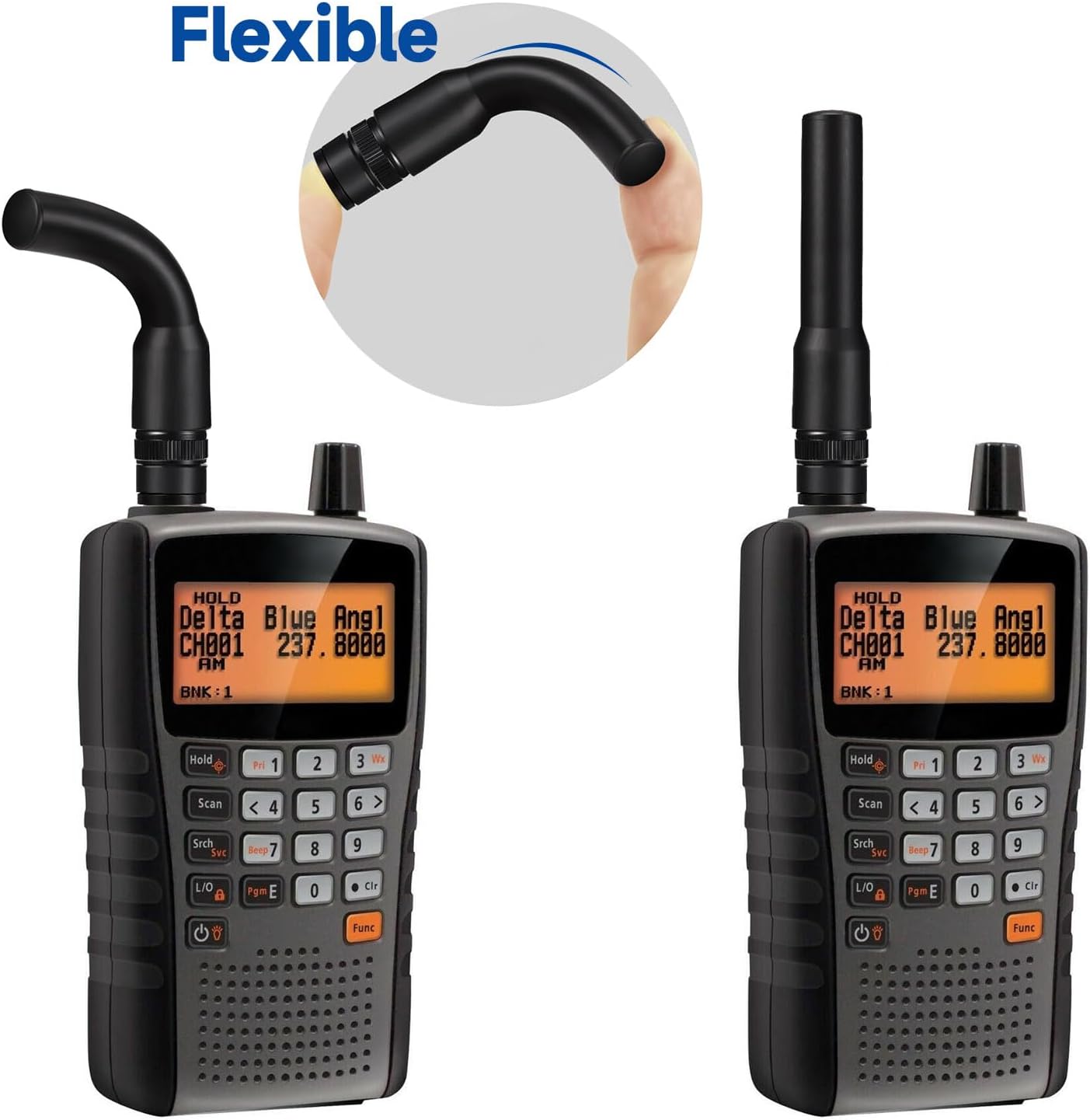 Bingfu Amateurfunk Antenne, BNC-Stecker Dualband UHF VHF Weiche Antenne, 2-Stcük kompatibel mit Tragbaren Handfunk-Scannern Polizei-Scanner-Empfängern Walkie-Talkies